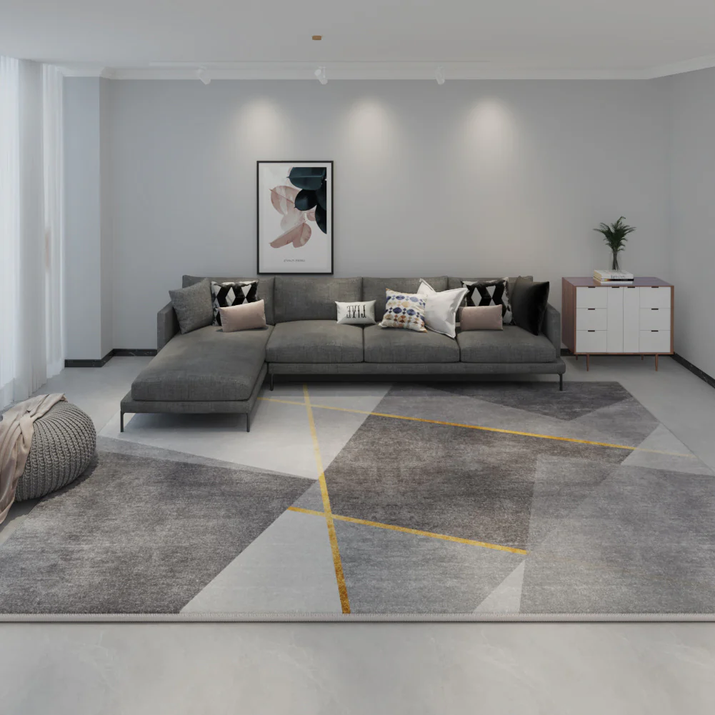 Nordic Luxury Gray Rug – Anti-Slip & Customizable Carpet