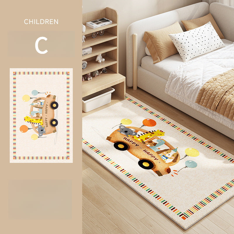 Cute Cartoon Plush Rug – Soft, Stain-Resistant, Non-Slip Bedside Carpet