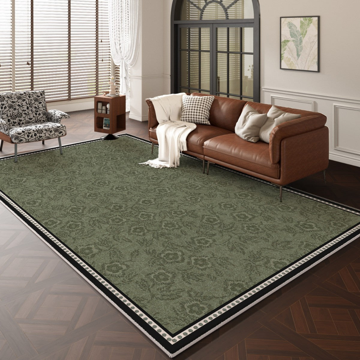 2025 Vintage French Rug – Irregular Shape, Easy-Care Rug
