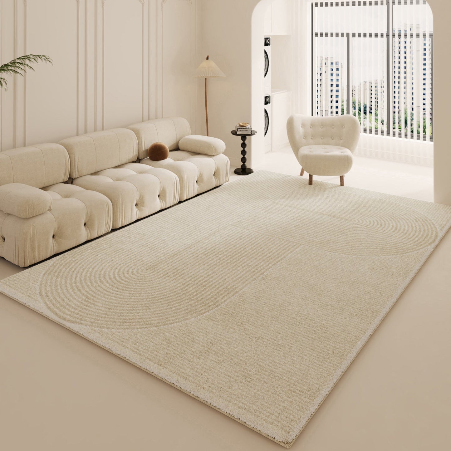 2025 Cream Shag Rug – Modern, Plush, Full Coverage