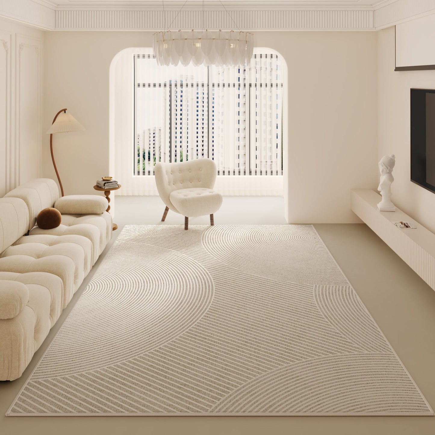 Cream Luxury Rug – Non-Slip Modern Minimalist Living Room Carpet