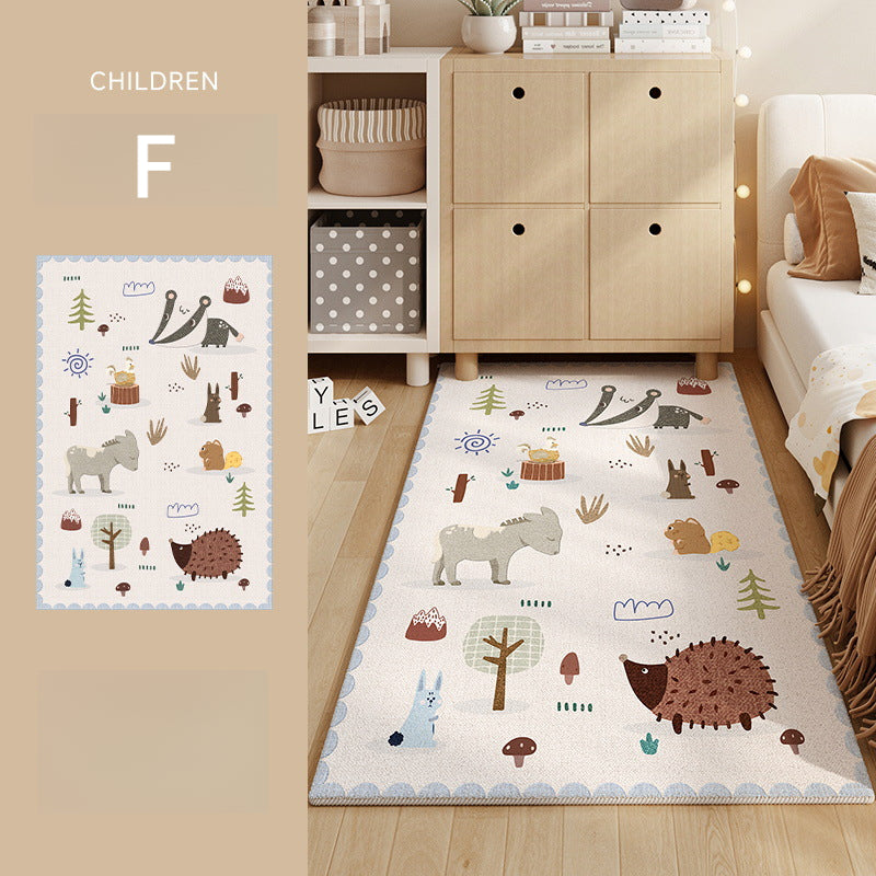 Cute Cartoon Plush Rug – Soft, Stain-Resistant, Non-Slip Bedside Carpet