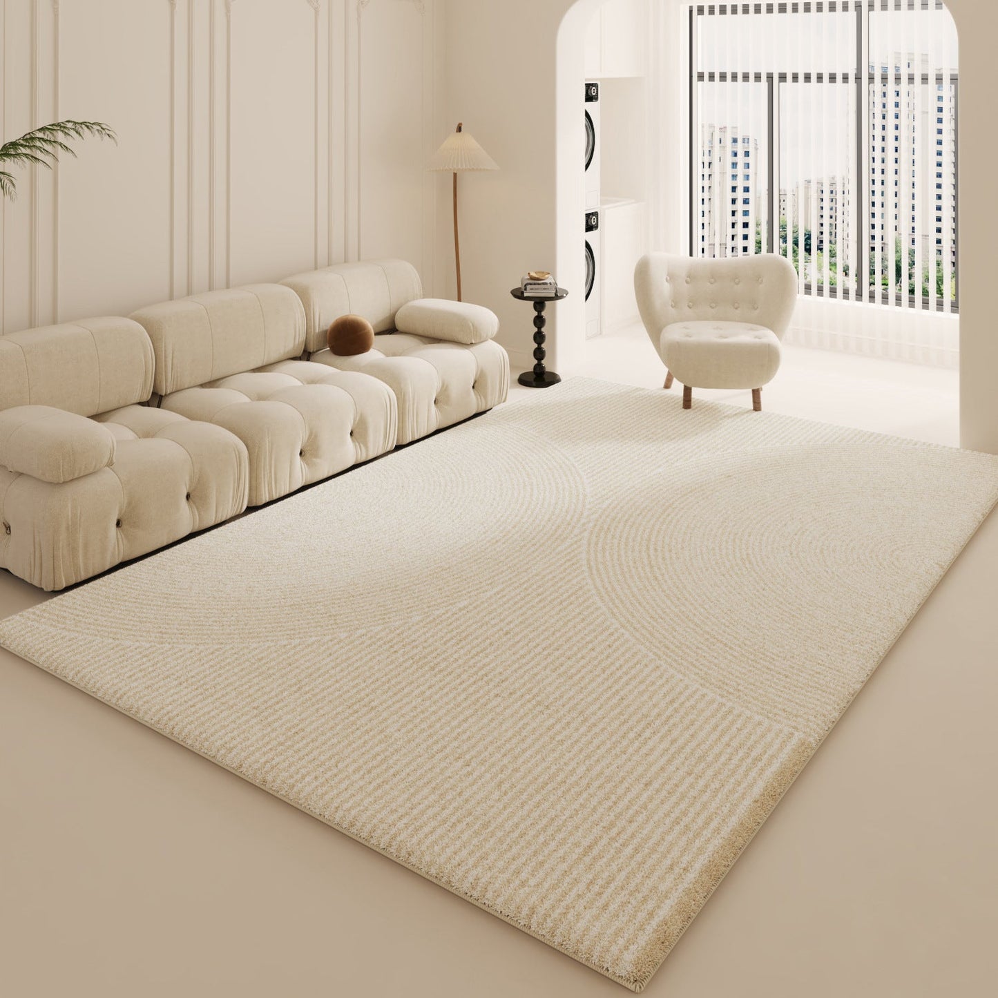 2025 Cream Shag Rug – Modern, Plush, Full Coverage
