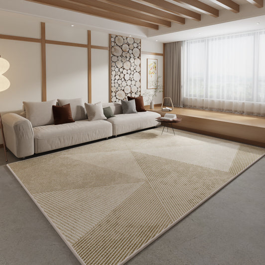 Full Coverage Cream-Colored Living Room Carpet – Silicone Non-Slip Bedroom Bedside Mat