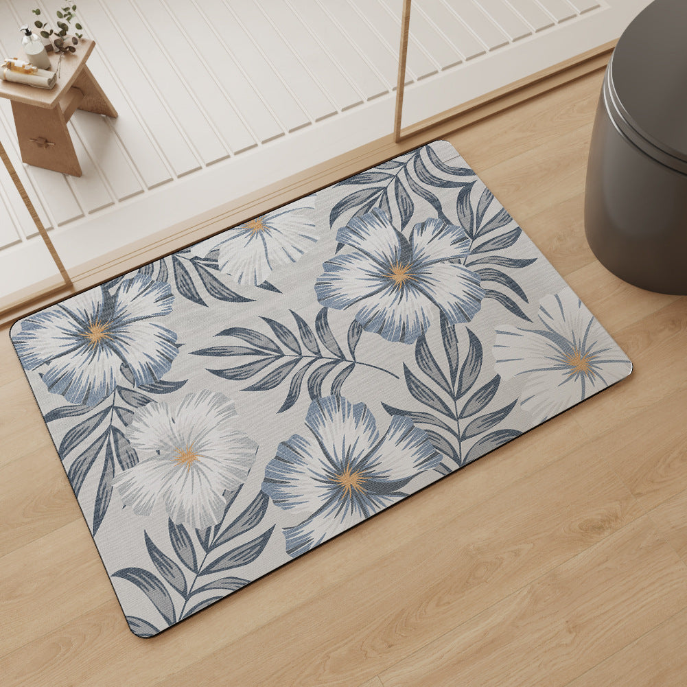Absorbent Bathroom Mat - Fast-Drying Non-Slip Small Flower Design