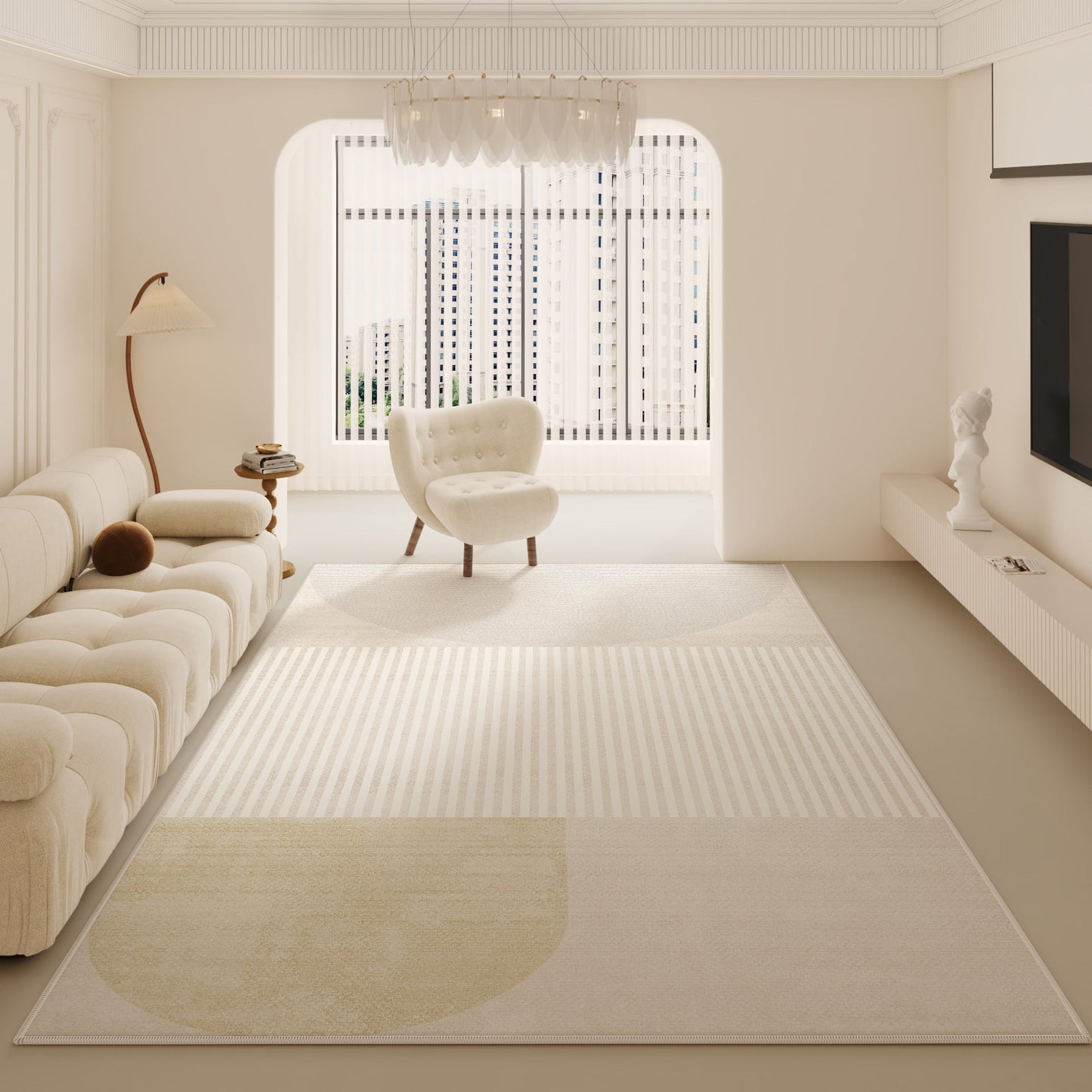 Cream Luxury Rug – Non-Slip Modern Minimalist Living Room Carpet
