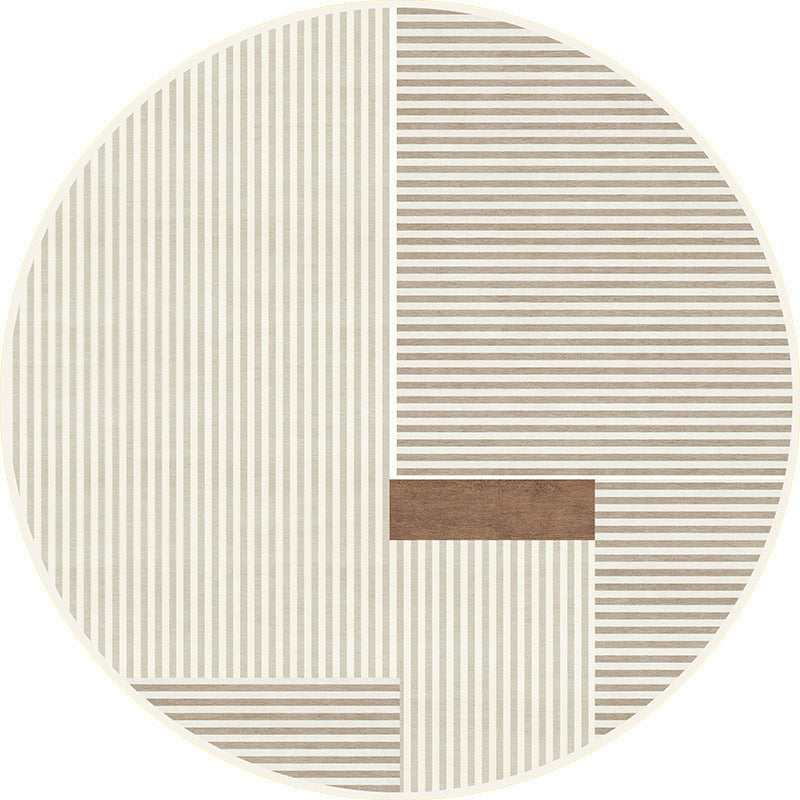 Round Living Room Rug – Modern Minimalist Cream Non-Slip Carpet