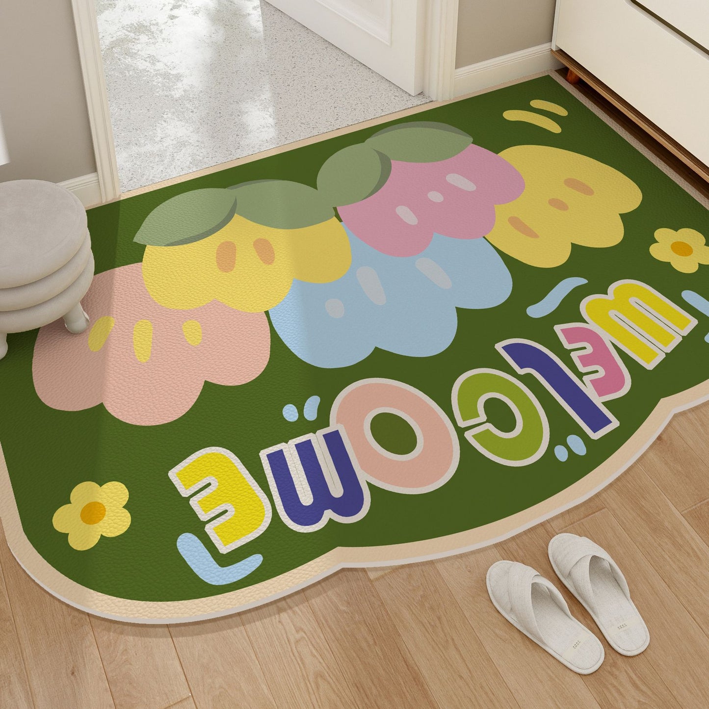 Fresh Leather Entryway Mat – Noise-Reducing, Washable, Customizable Door Mat