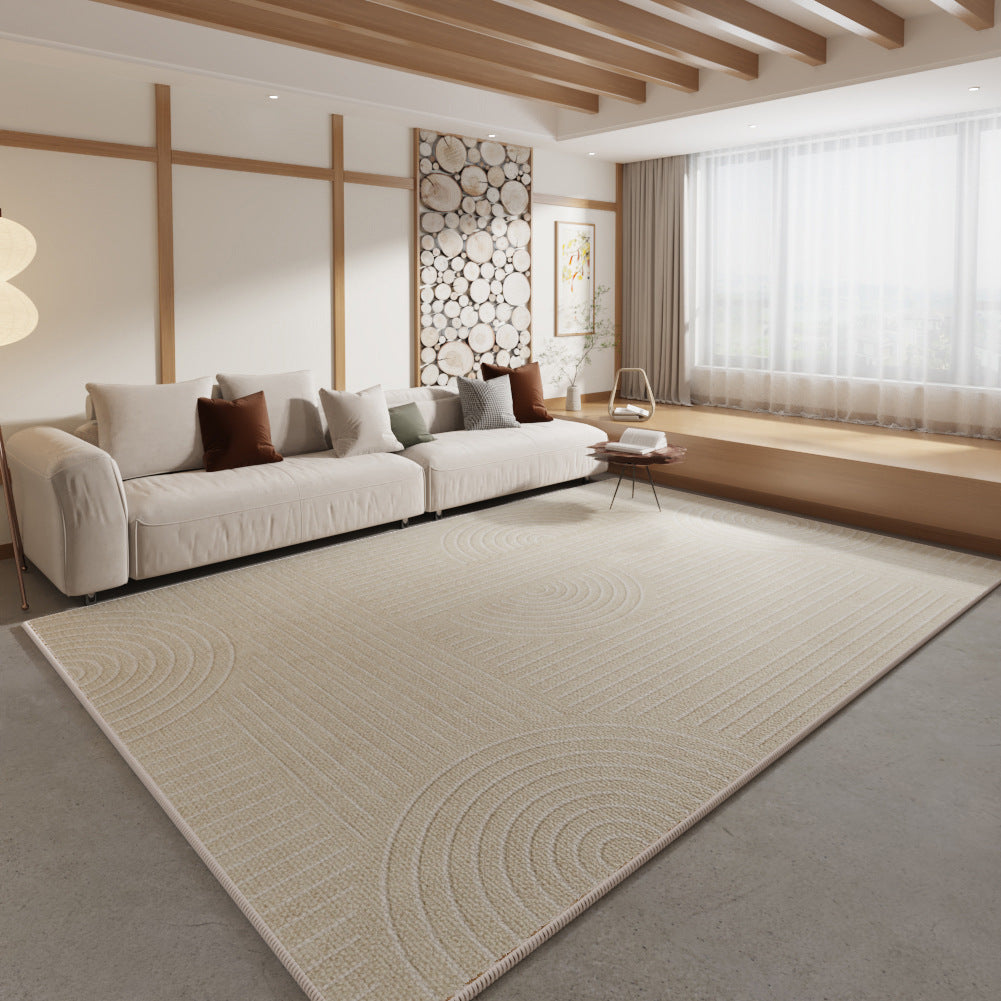 Full Coverage Cream-Colored Living Room Carpet – Silicone Non-Slip Bedroom Bedside Mat