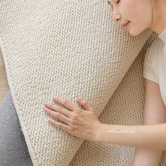 Cream-Colored Woven Bedroom Rug – Scratch-Resistant & Soundproof Carpet
