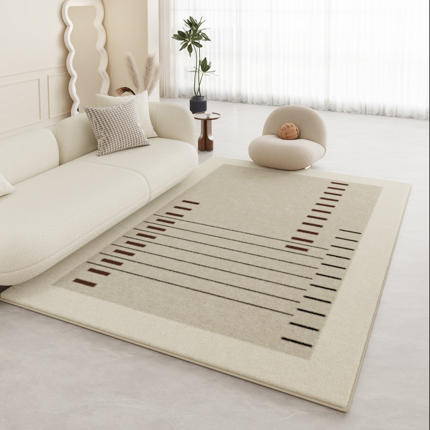 Modern Minimalist Long-Pile Rug – Soft Cream-Style Carpet