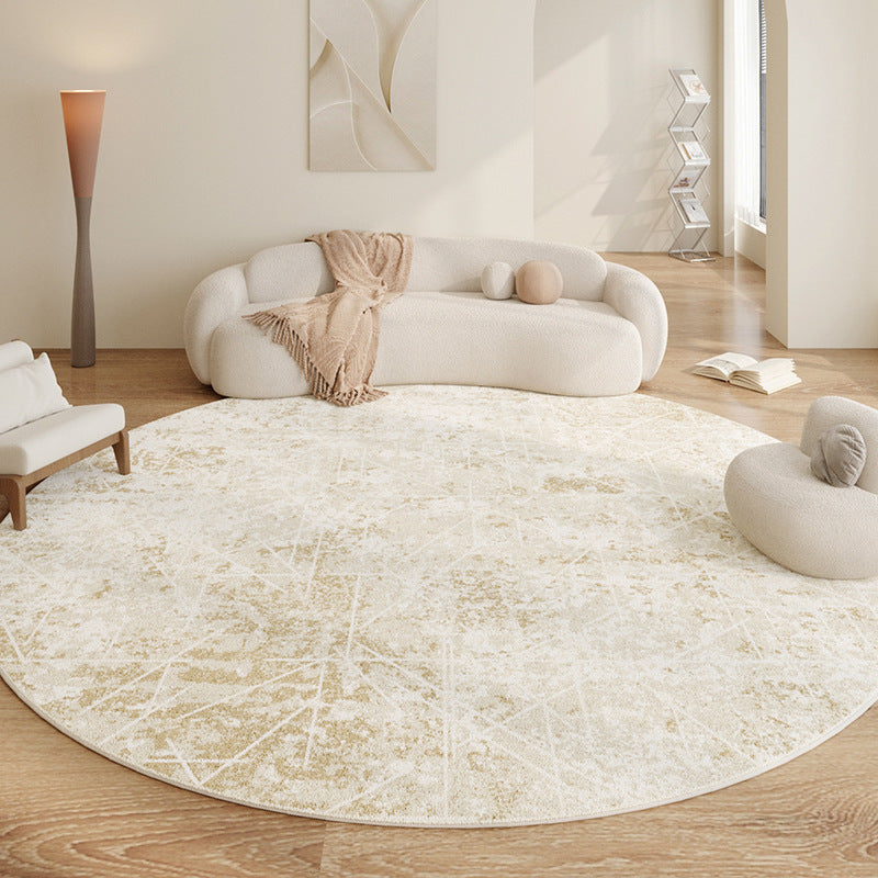 Round Faux Cashmere Rug – Soft, Non-Slip Carpet for Living Room, Office & Bedroom