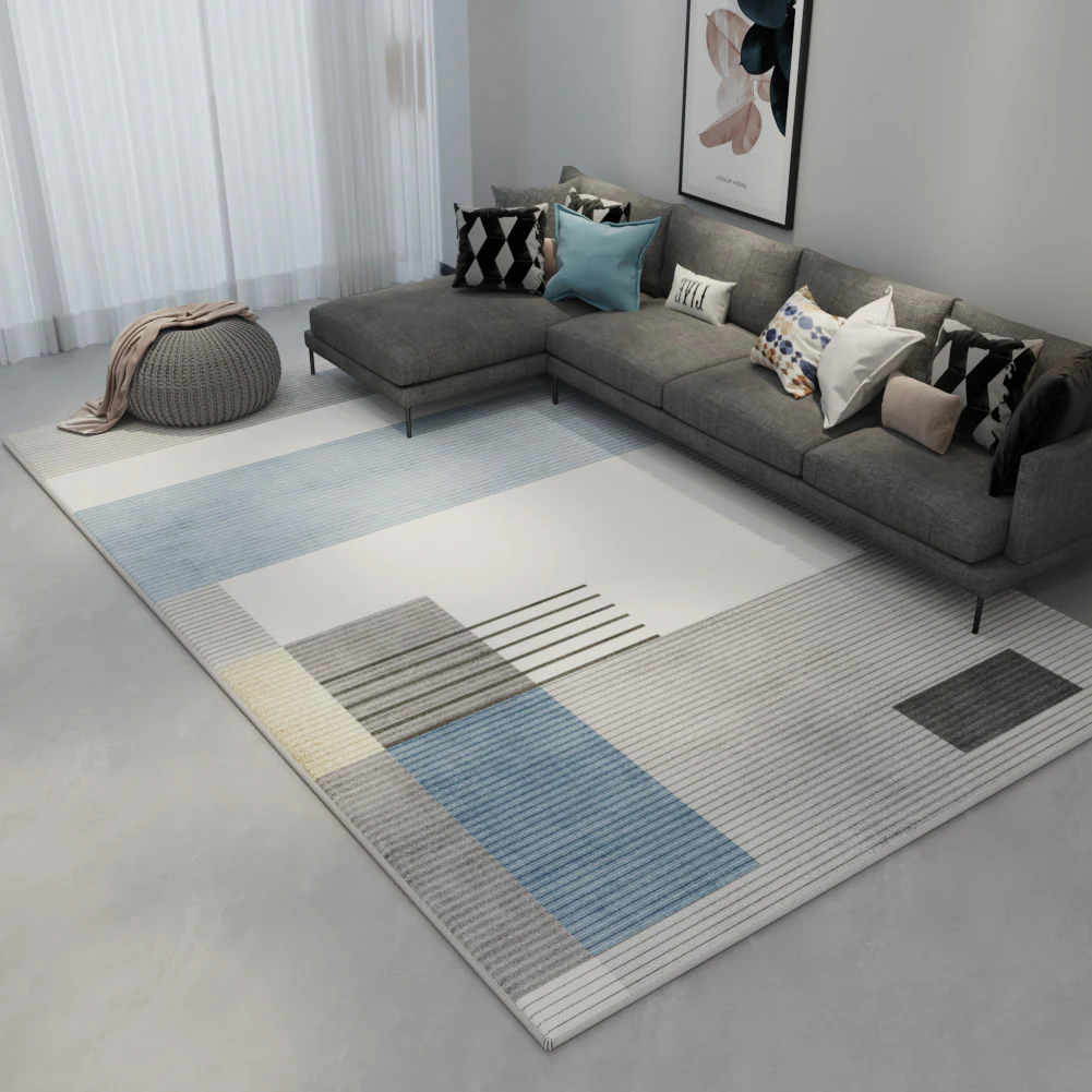 Nordic Luxury Gray Rug – Anti-Slip & Customizable Carpet