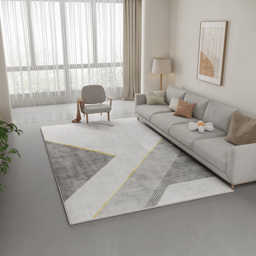 Nordic Luxury Gray Rug – Anti-Slip & Customizable Carpet