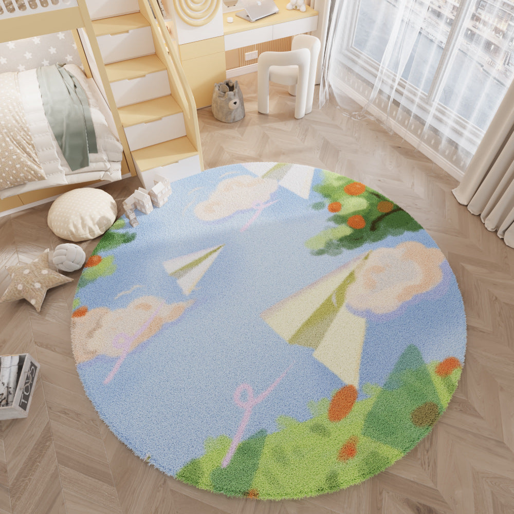 Cartoon Round Area Rug – Living Room, Study, Kids, Nordic Minimalist, Bedside Carpet