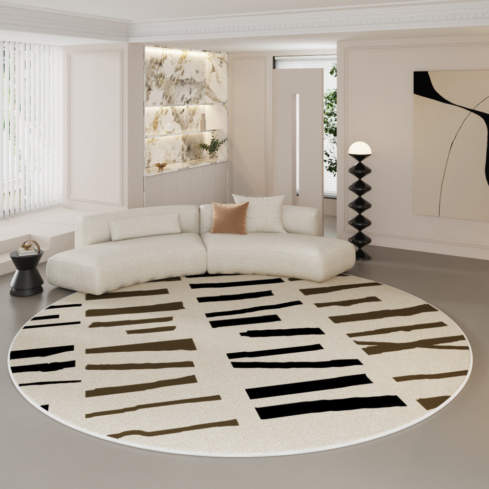 French Light Luxury Round Carpet – Plush Cream TPR Non-Slip Rug