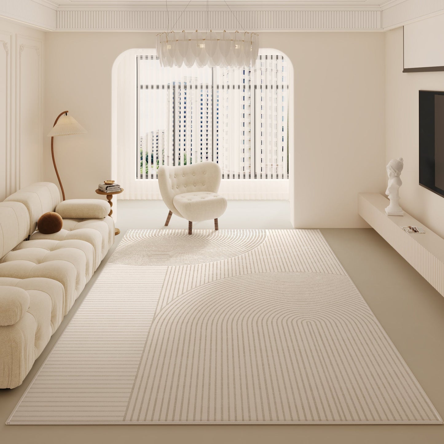 Cream Luxury Rug – Non-Slip Modern Minimalist Living Room Carpet