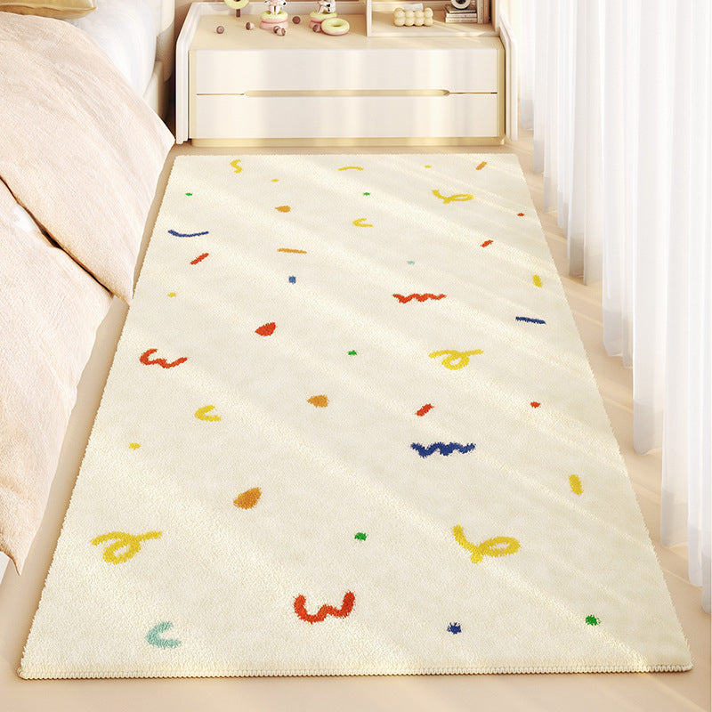 Cartoon Plush Bedside Rug – Soft & Non-Slip Kids’ Room Carpet