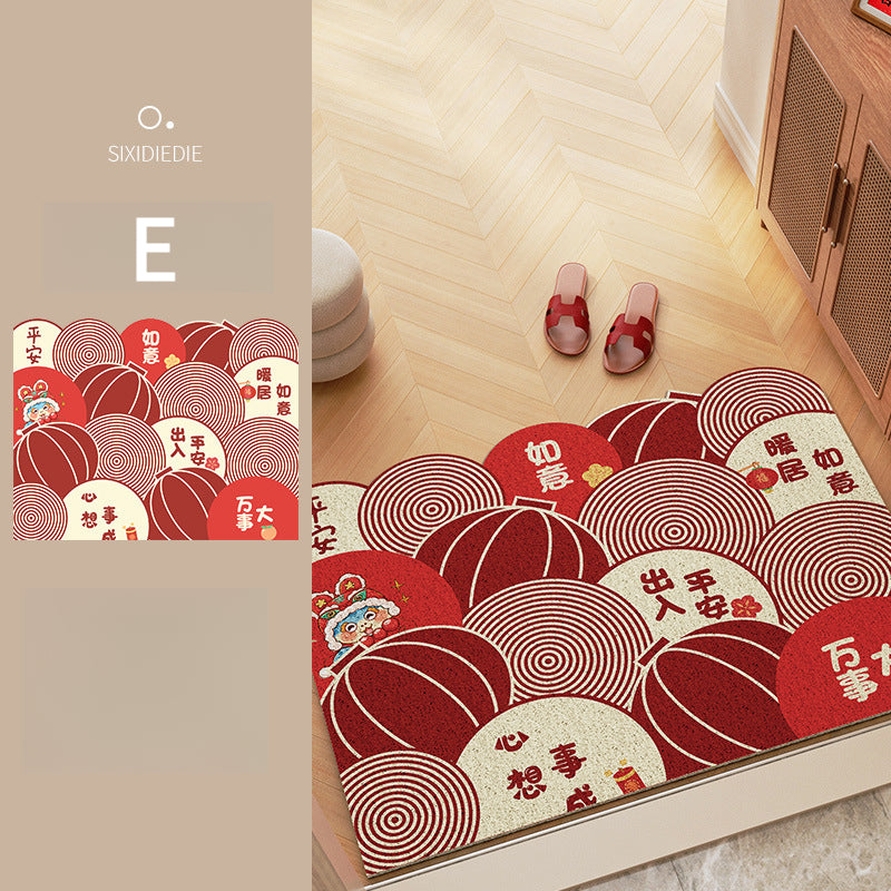 Red Festive Entryway Mat – Durable, Anti-Slip, Easy-Care