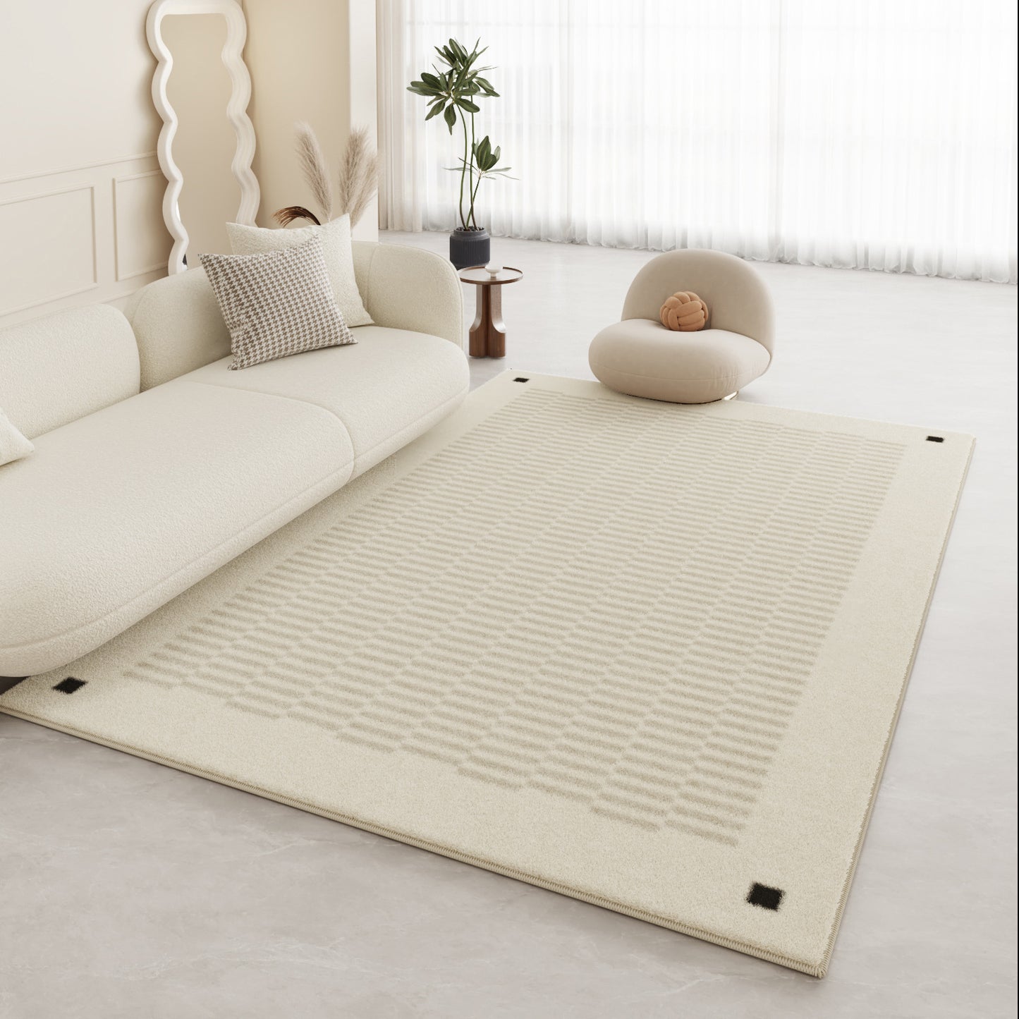 Modern Minimalist Long-Pile Rug – Soft Cream-Style Carpet