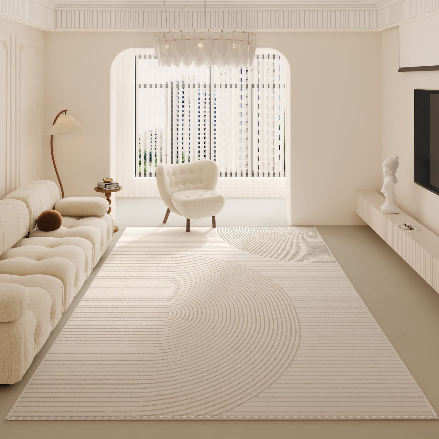 Cream Luxury Rug – Non-Slip Modern Minimalist Living Room Carpet