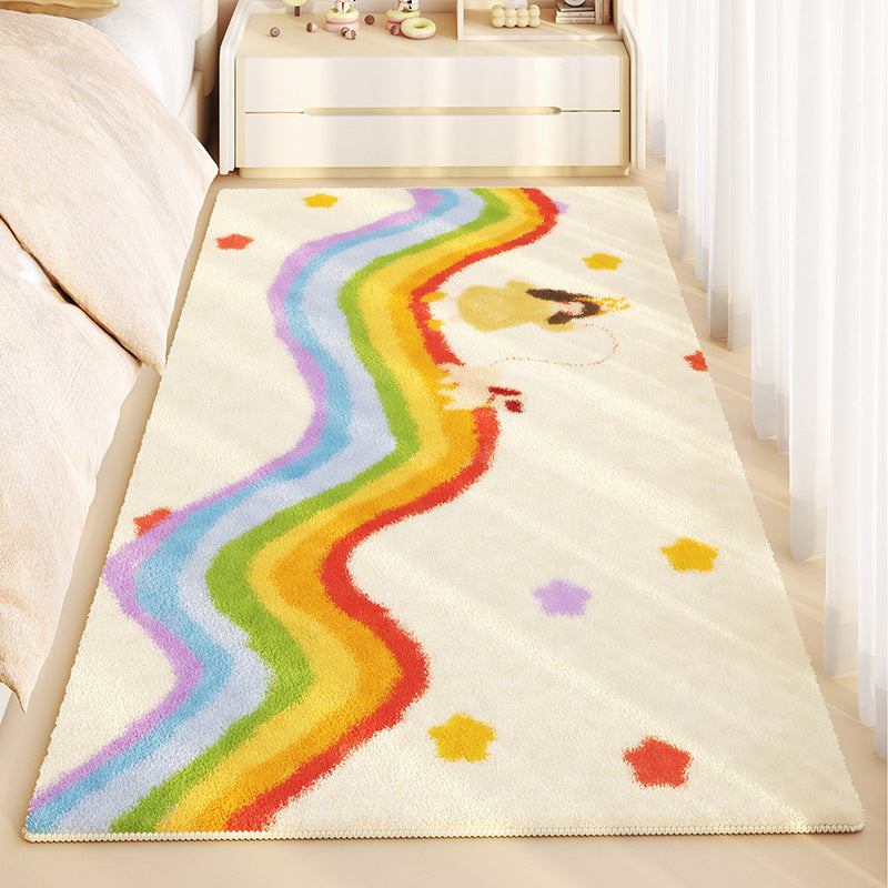Cartoon Plush Bedside Rug – Soft & Non-Slip Kids’ Room Carpet