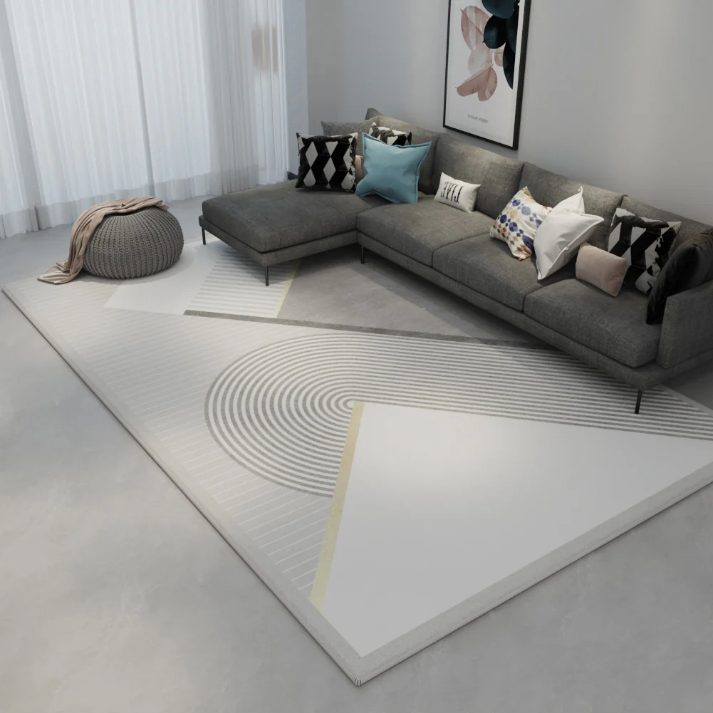 Nordic Luxury Gray Rug – Anti-Slip & Customizable Carpet