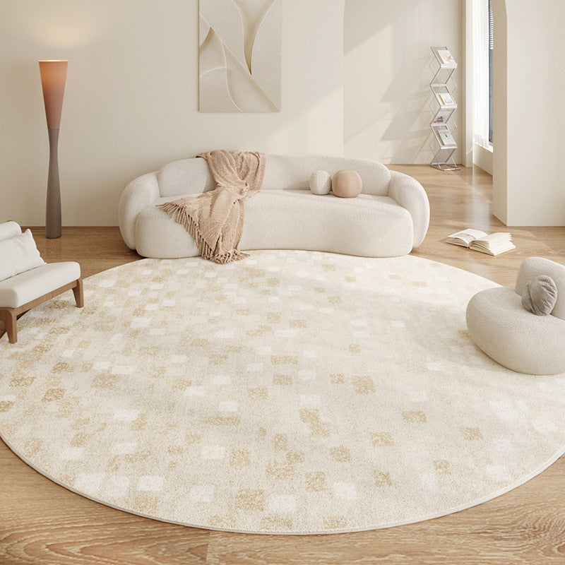 Round Faux Cashmere Rug – Soft, Non-Slip Carpet for Living Room, Office & Bedroom