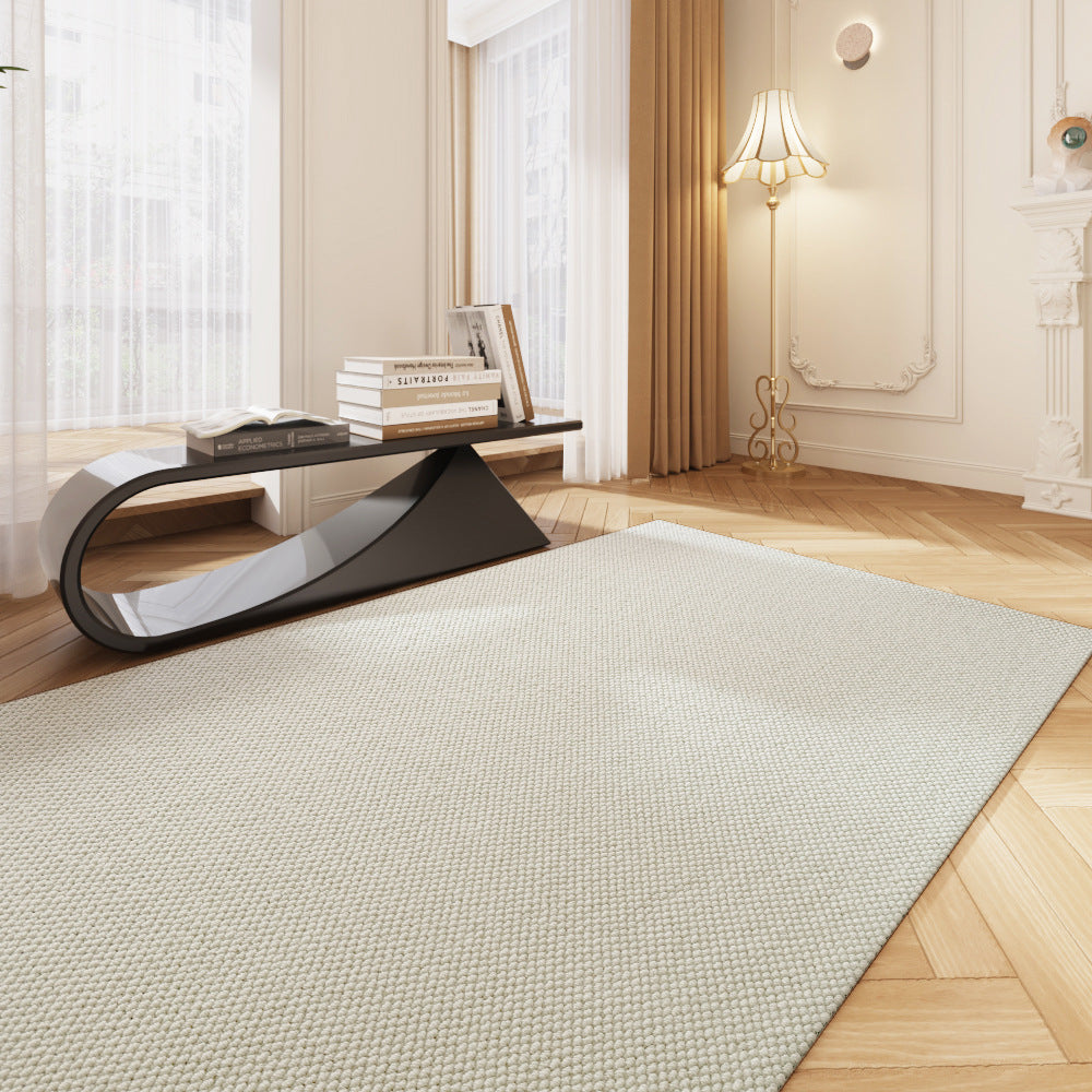 New Zealand Wool Carpet – Pure Color Luxury Minimalist Cream White Bedroom Rug