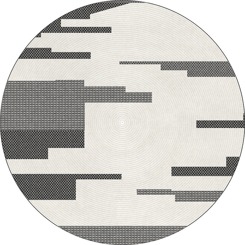 Round Cream Loop-Pile Rug – Modern Non-Slip Carpet