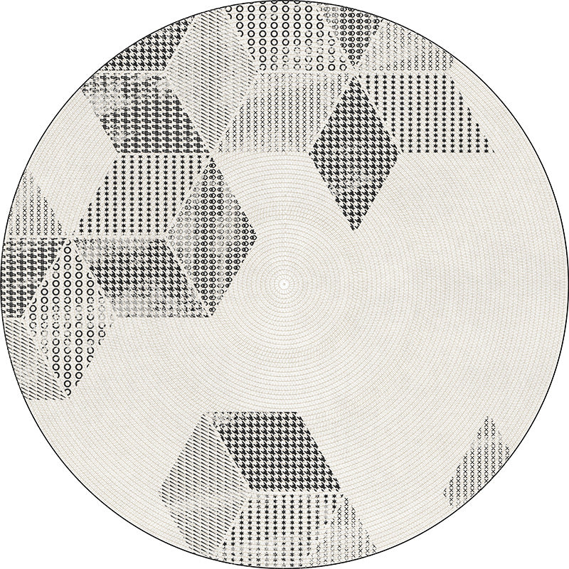 Black & White Minimalist Round Rug – Thickened Lambswool Carpet for Living Room & Bedroom