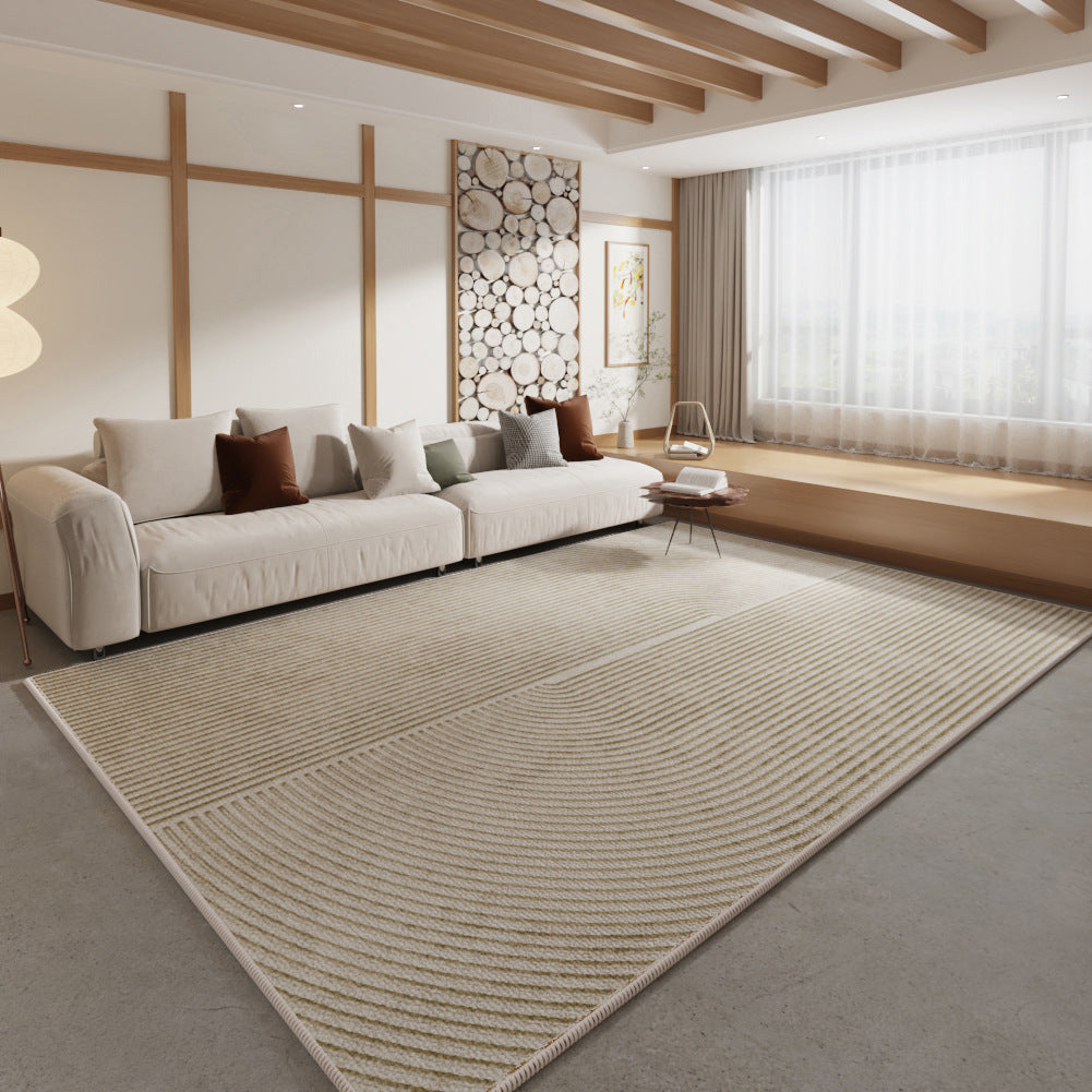 Full Coverage Cream-Colored Living Room Carpet – Silicone Non-Slip Bedroom Bedside Mat