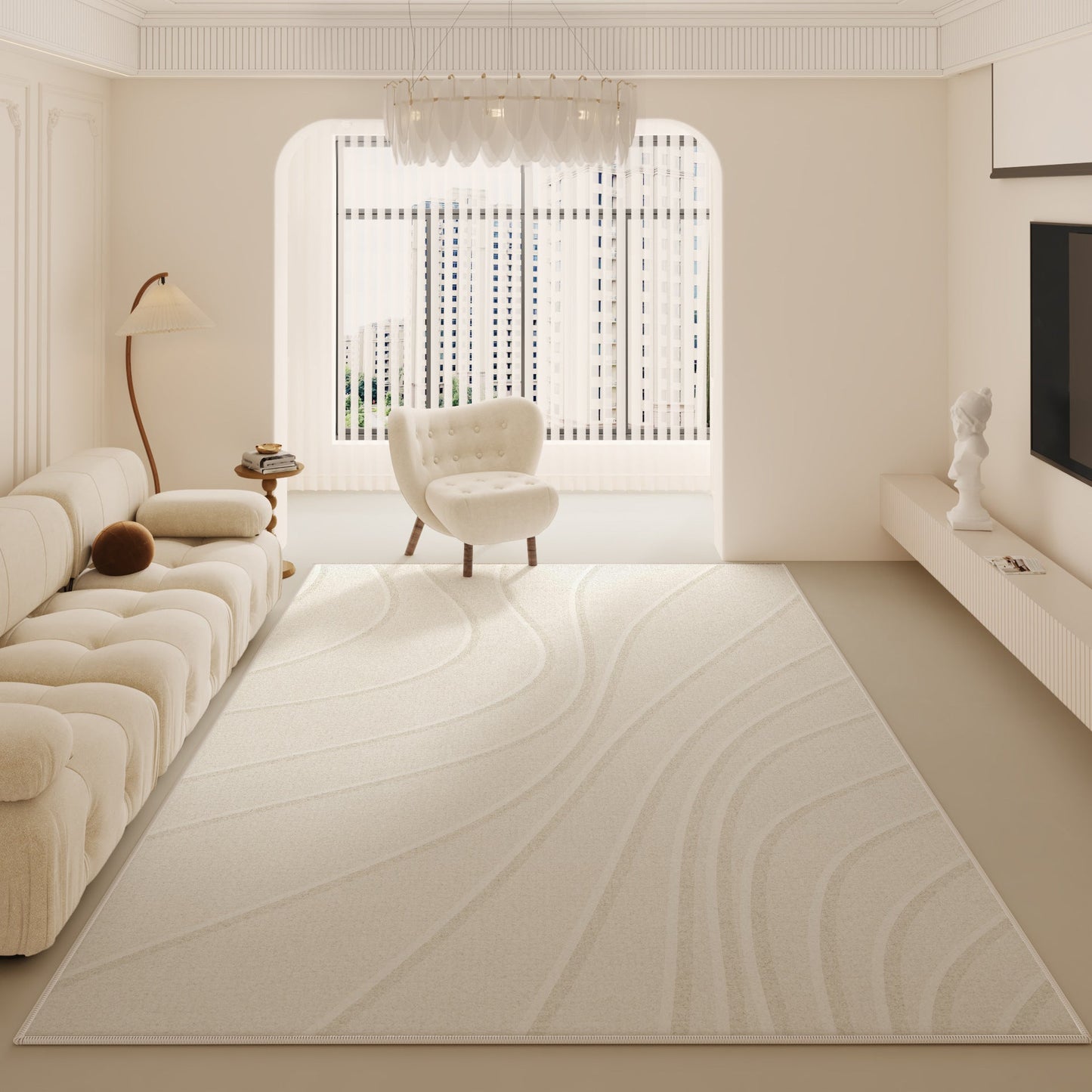 2025 Minimalist Cream Rug – Triple-Proof Loop-Pile Carpet