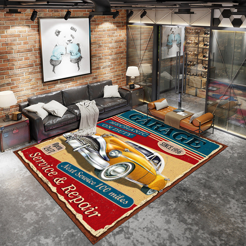 Industrial Style Rug – Vintage American Living Room & Garage Carpet