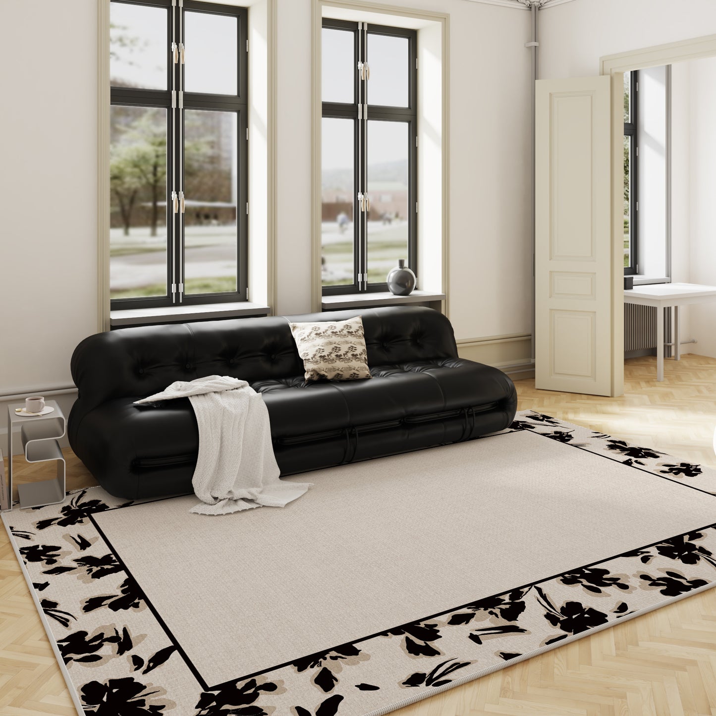 French Cream Rug – Vintage, Modern Minimalist Rug