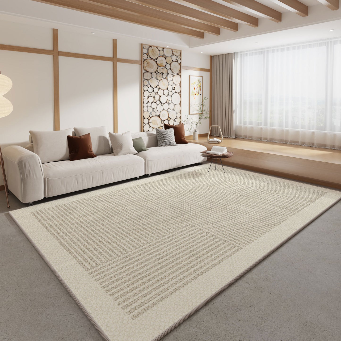 2025 Cream Loop Pile Rug – TPR Backing, Full Coverage Rug