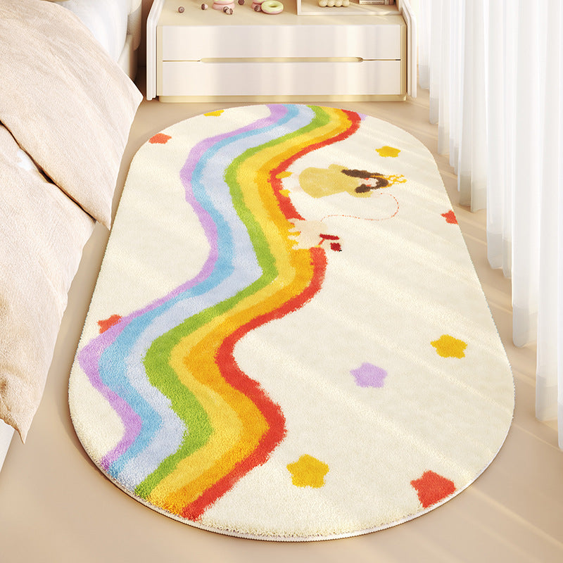 Cartoon Plush Bedside Rug – Soft & Non-Slip Kids’ Room Carpet