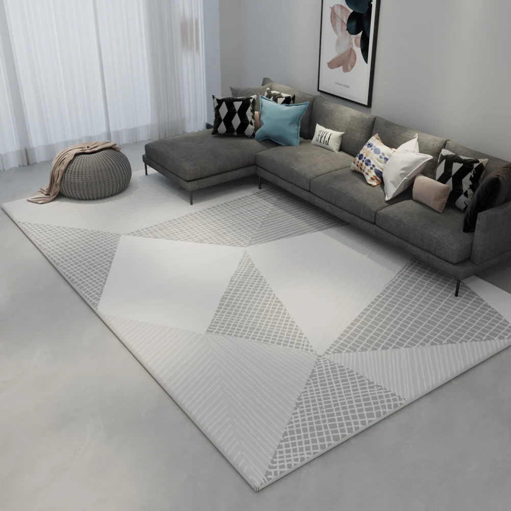 Nordic Luxury Gray Rug – Anti-Slip & Customizable Carpet