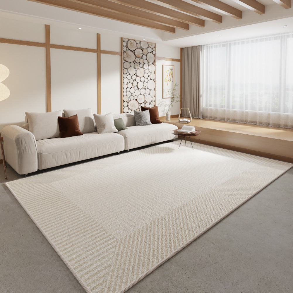 Creamy Circle Velvet Rug – Easy-Care, Non-Slip Living Room & Bedroom Carpet