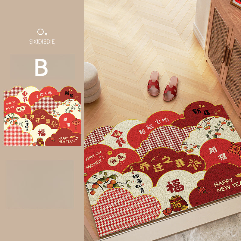 Red Festive Entryway Mat – Durable, Anti-Slip, Easy-Care
