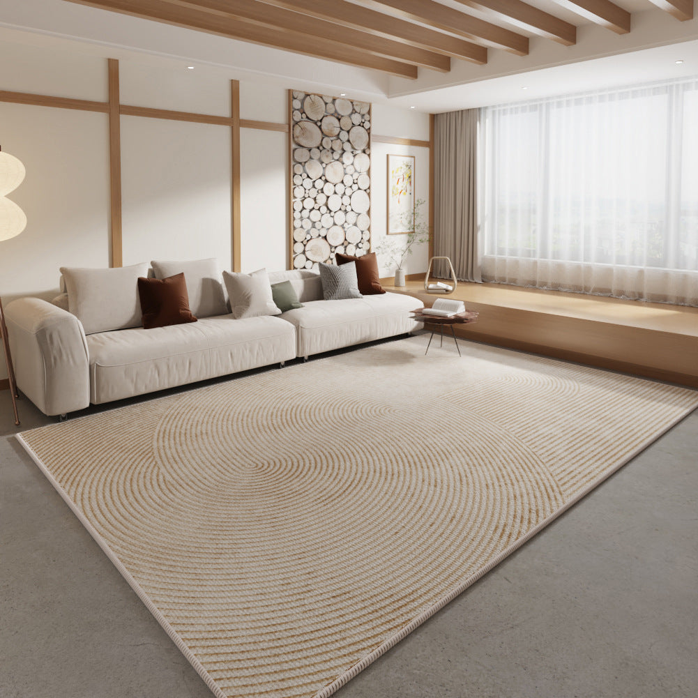 Full Coverage Cream-Colored Living Room Carpet – Silicone Non-Slip Bedroom Bedside Mat