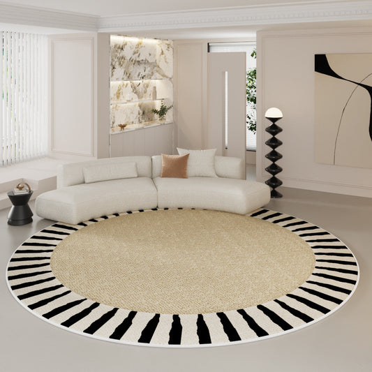 French Light Luxury Round Carpet – Plush Cream TPR Non-Slip Rug