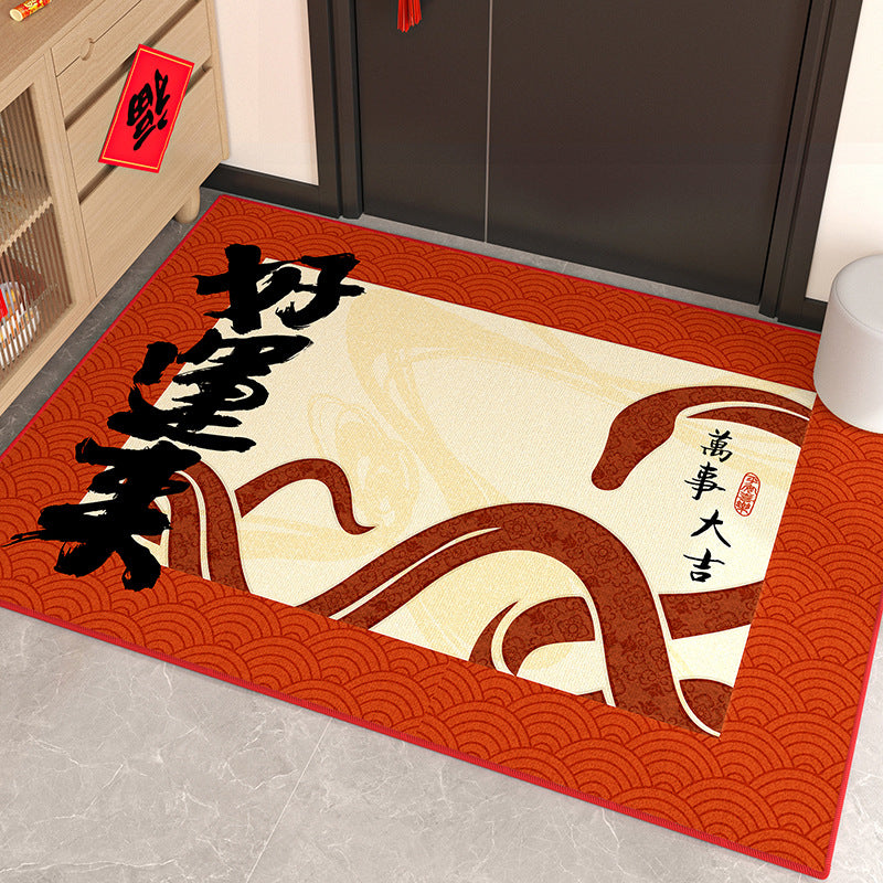 Chinese New Year Red Door Mat – Festive Snake Year Entryway Rug
