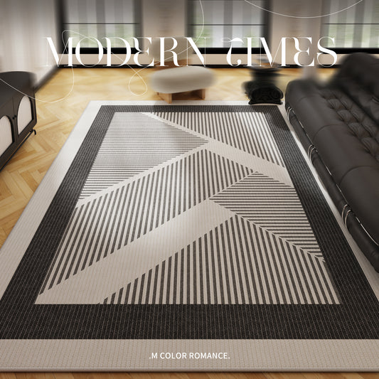 Black Minimalist Rug – Luxe, Stain-Resistant, Easy-Care