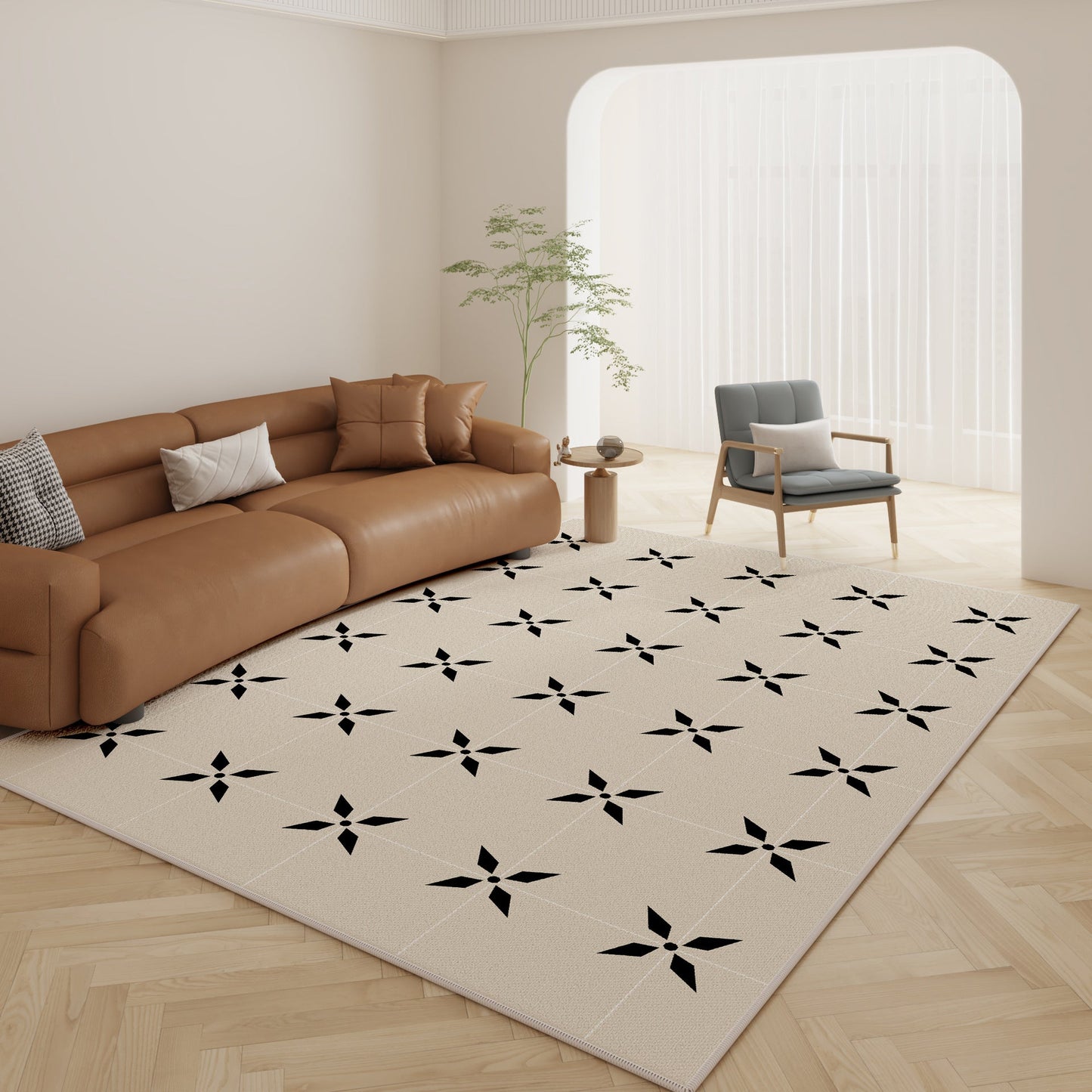 Modern Cream-Style Carpet – Soft Minimalist Living Room Rug