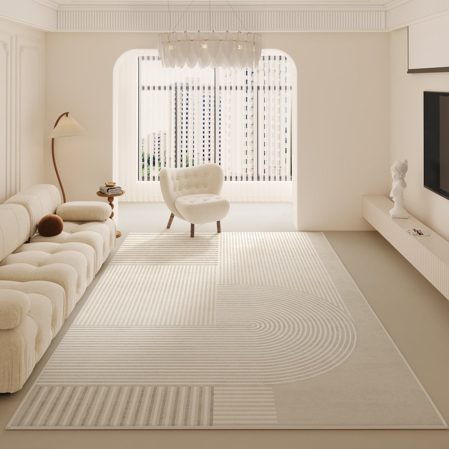 Cream Luxury Rug – Non-Slip Modern Minimalist Living Room Carpet