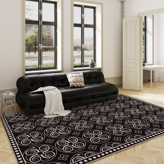 Modern Floral Rug – Black, French-Inspired Rug
