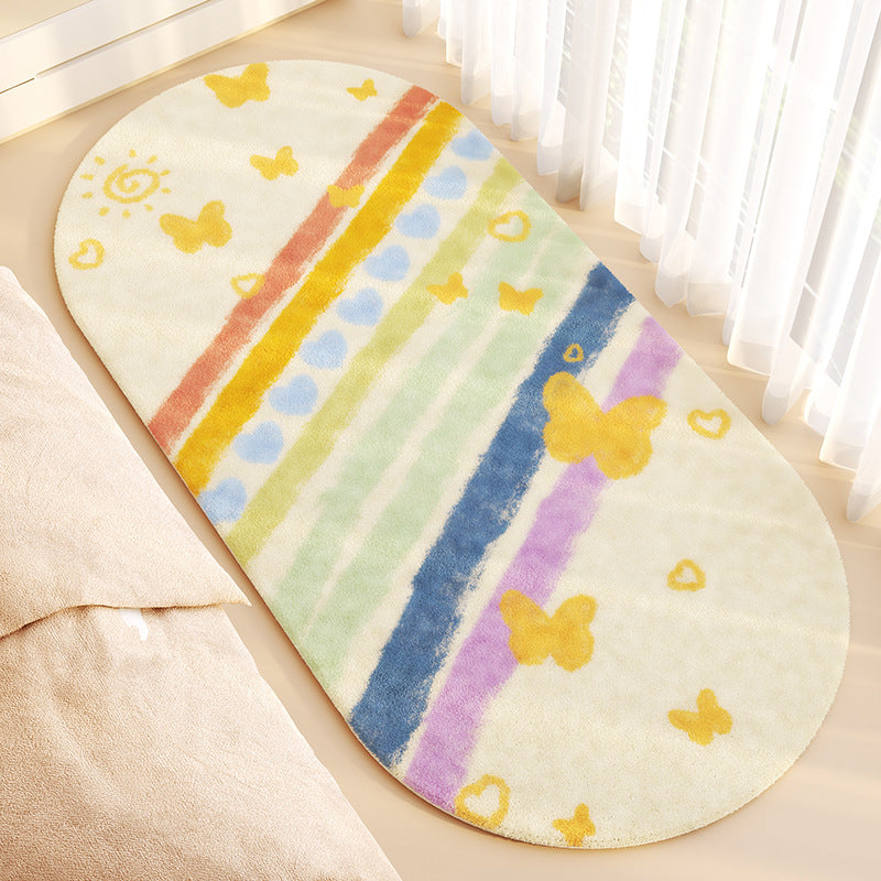Cartoon Plush Bedside Rug – Soft & Non-Slip Kids’ Room Carpet
