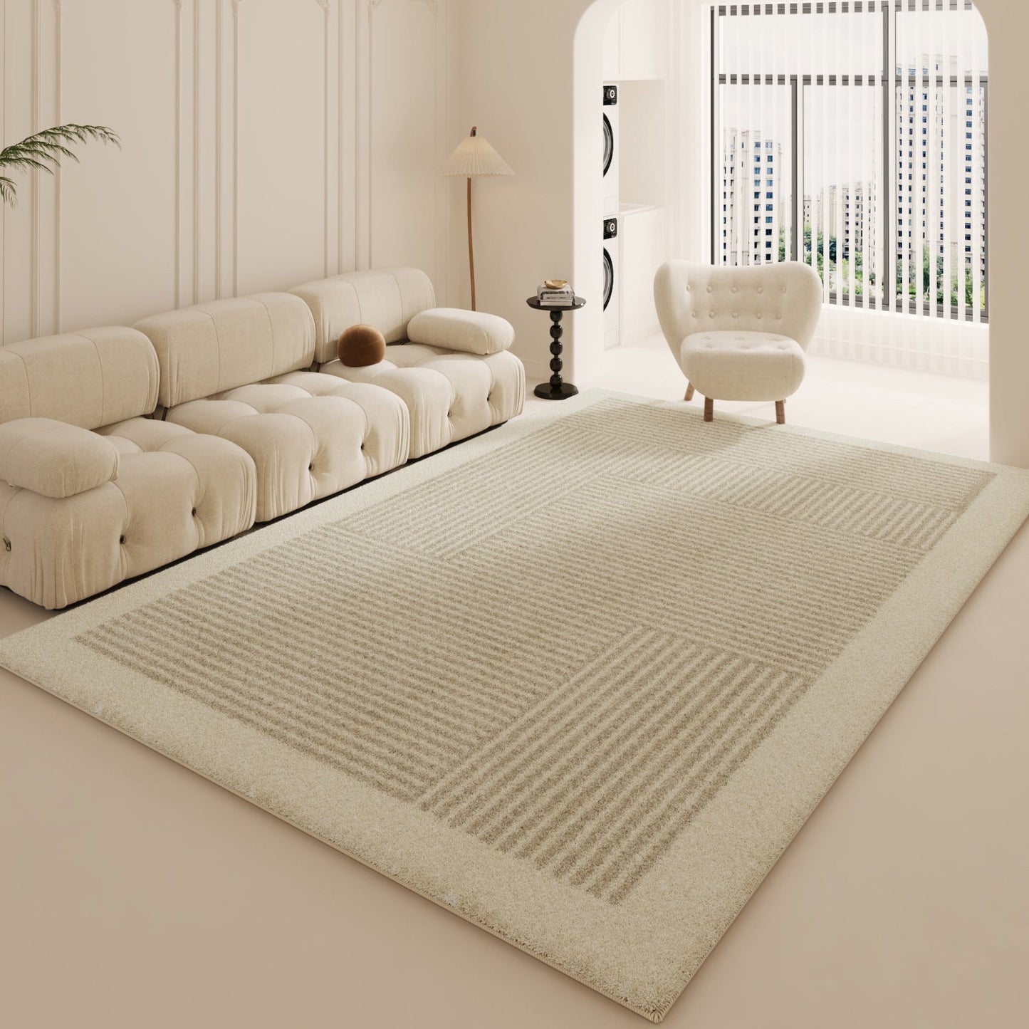 2025 Cream Shag Rug – Modern, Plush, Full Coverage