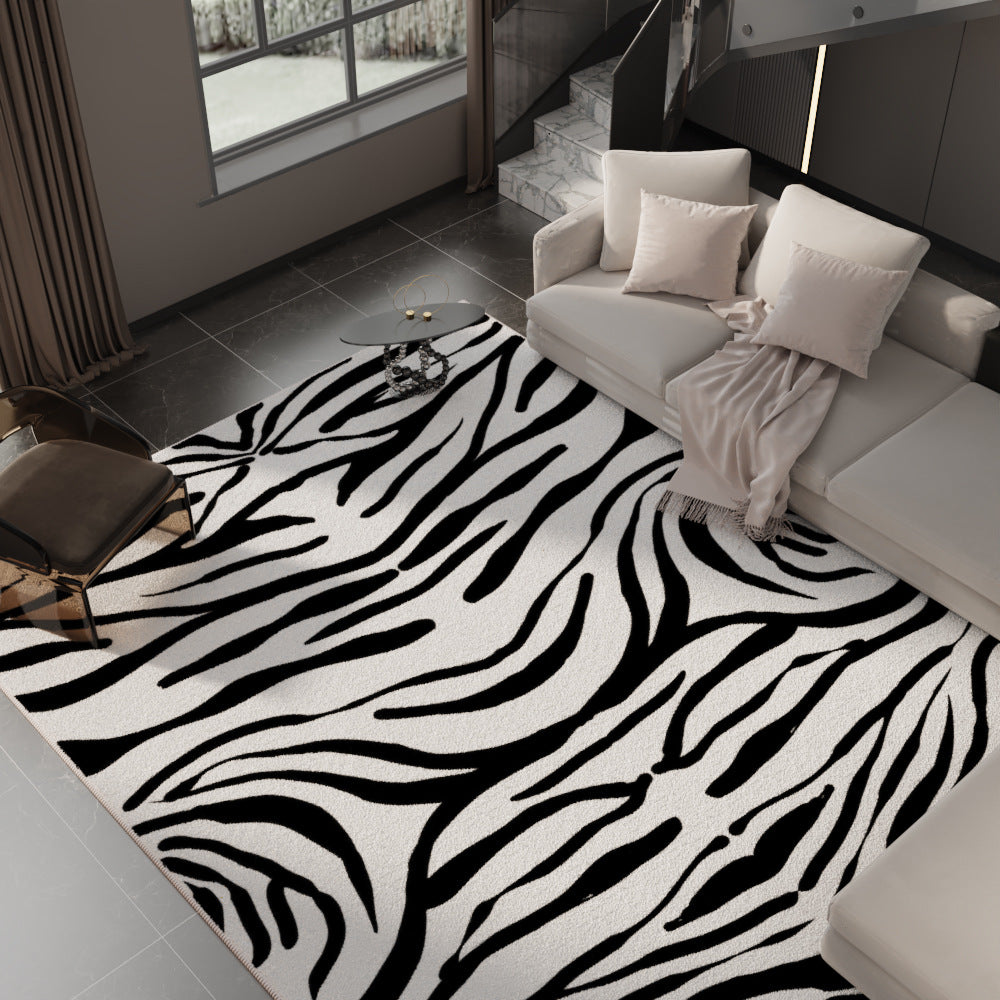 Faux Cashmere Rug – Black & White Tiger Stripe, Absorbent